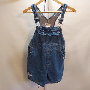 Vintage Girl's Faded Glory Blue Denim Shorts Overalls Size 10/12